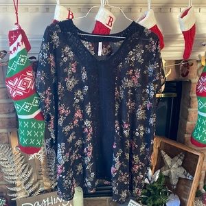 Xhilaration Target black floral lace sheer swim cover XS/S